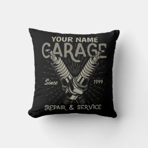 Personalised Auto Mechanic Garage Retro Spark Plug Cushion