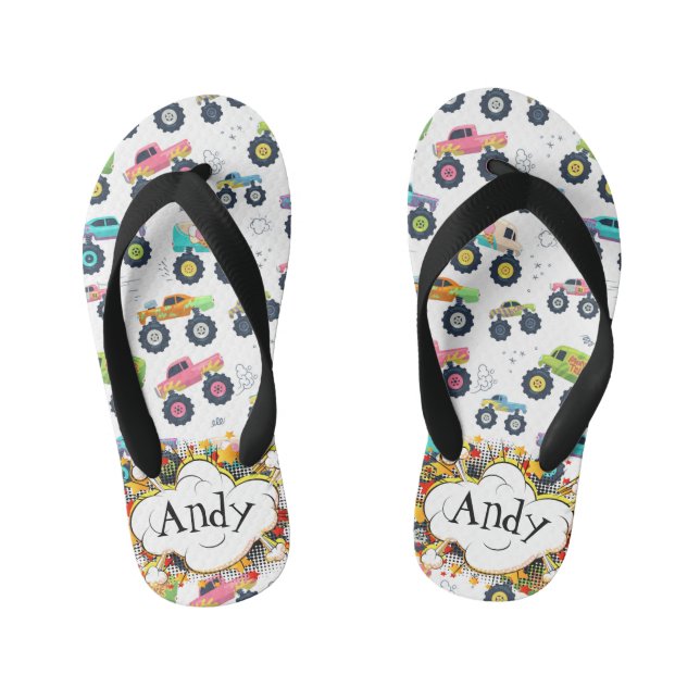 Personalised Automotive  Kid's Flip Flops (Footbed)