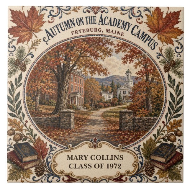 Personalised Autumn Academy Campus Fryeburg Maine Ceramic Tile (Front)