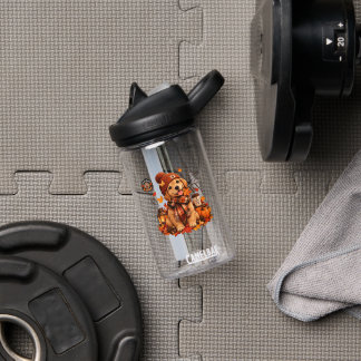 Personalised Autumn Dog Water Bottle | Custom Name
