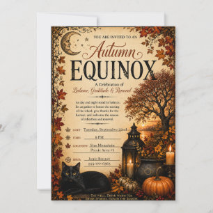 Personalised Autumn Equinox Celebration Witch Invitation