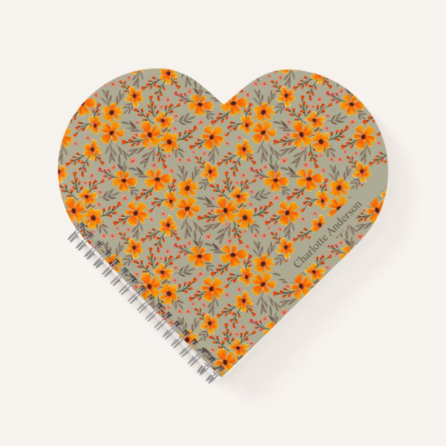 Personalised Autumn Fall Floral Pattern  Notebook (Front)