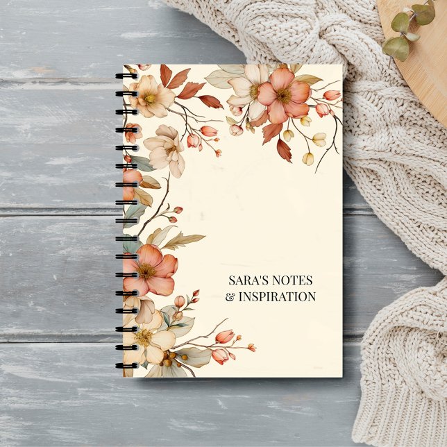 Personalised Autumn Floral Garden Natural Notebook (Creator Uploaded)