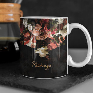 Personalised Autumn Flowers Stylised Print Coffee Mug