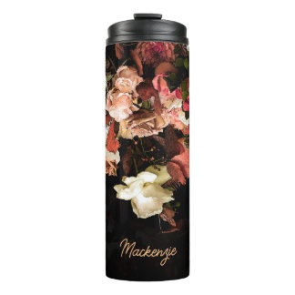 Personalised Autumn Flowers Stylised Print Thermal Tumbler