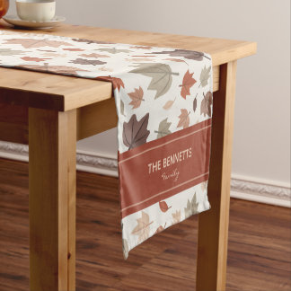 Personalised Autumn Leaves Family Name Short Table Runner