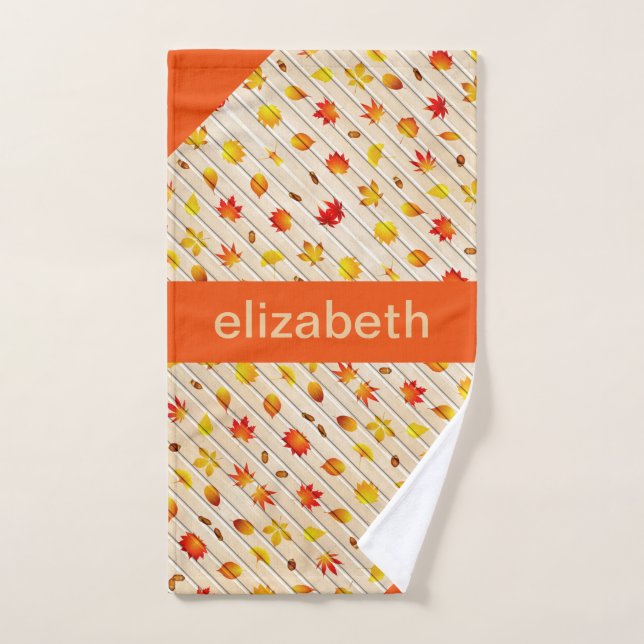 Personalised Autumn Leaves Hand Towel (Hand Towel)