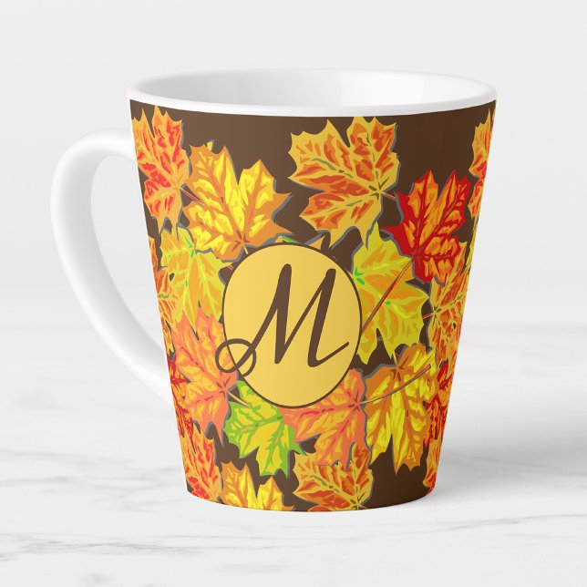 Personalised Autumn Leaves Monogram Latee Mug (Creator Uploaded)