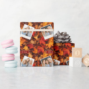 Personalised Autumn Maple Leaves Colourful Fall Wrapping Paper