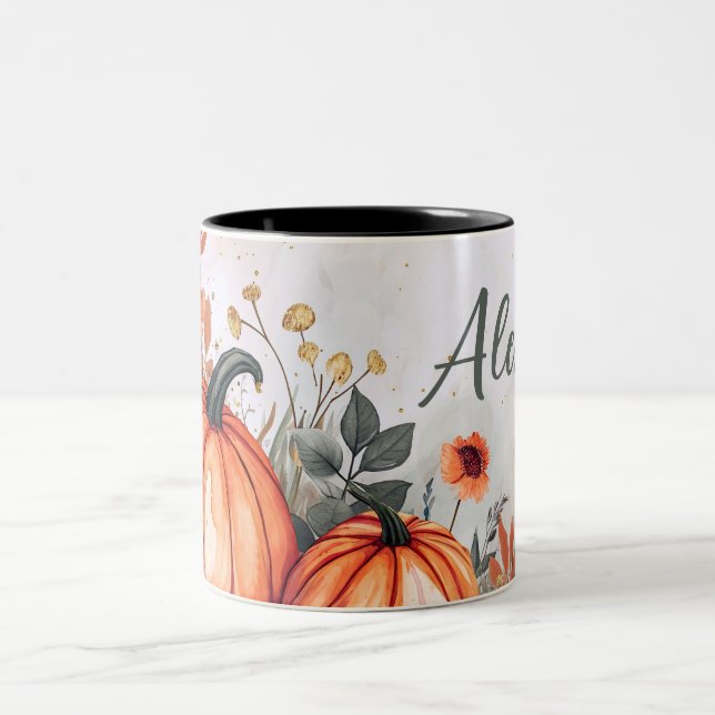 Personalised Autumn Mug with Pumpkins (Center)