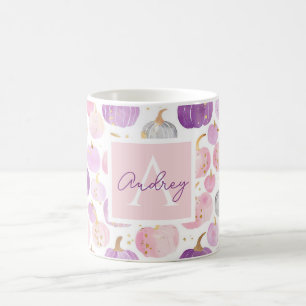 Personalised Autumn Mug with Pumpkins Pattern
