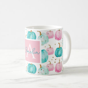 Personalised Autumn Mug with Pumpkins Pattern