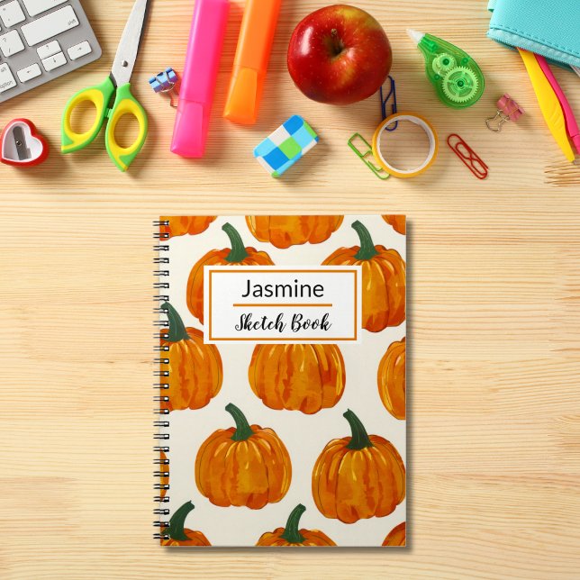 Personalised Autumn Pumpkin Pattern Notebook (Creator Uploaded)