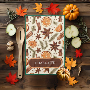 Personalised Autumn Spice Name Kitchen Towel