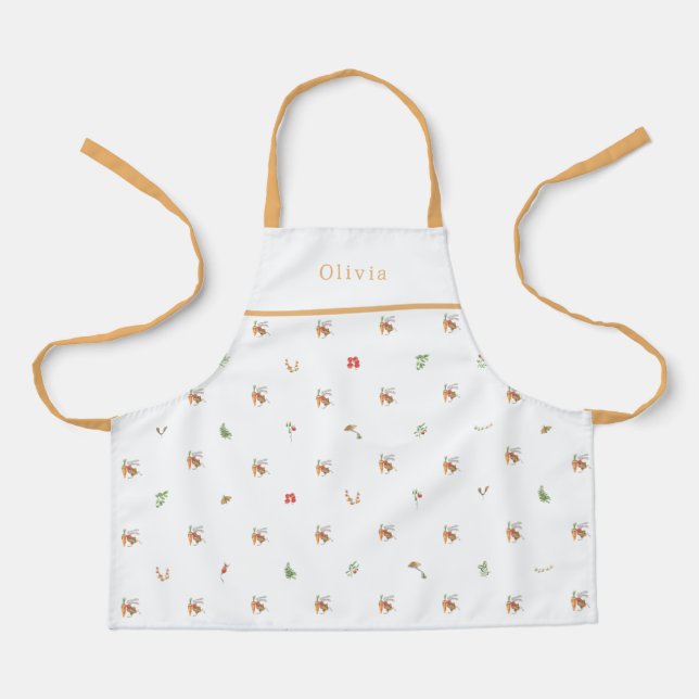 Personalised Autumnal Botanical Fall Pattern Apron (Front)
