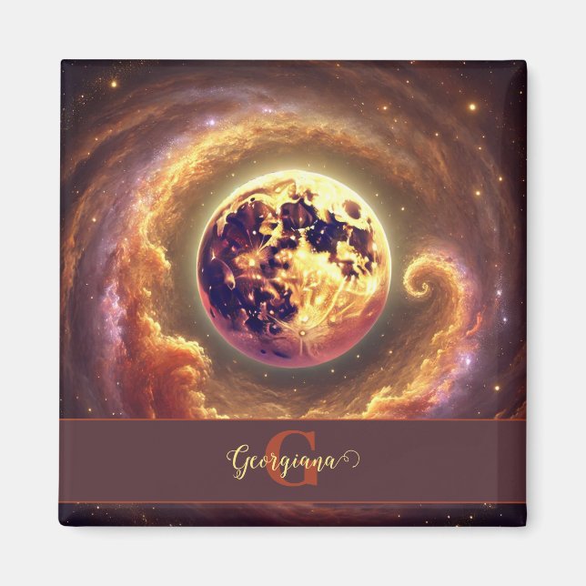 Personalised Autumnal Galaxy Harvest Moon Magnet (Front)