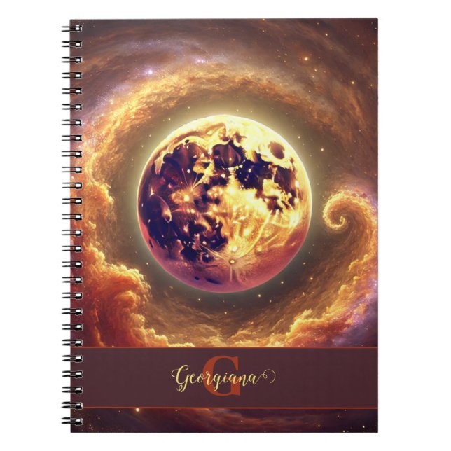 Personalised Autumnal Galaxy Harvest Moon Notebook (Front)