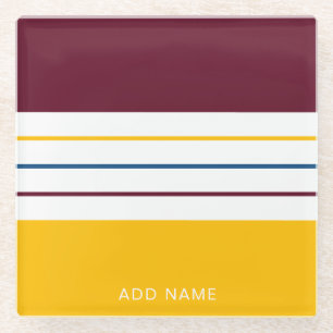 Personalised Autumnal Mulberry Amber Stripes Glass Coaster