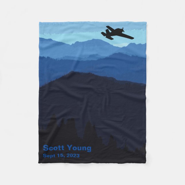 Personalised Aviation Blanket over Mountains (Front)