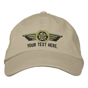 Personalised Aviation Star Laurels Pilot Wings Embroidered Hat