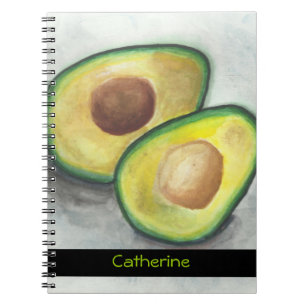 Personalised Avocado in Watercolor Notebook