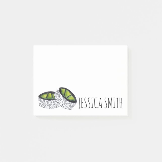 Personalised Avocado Sushi Roll Japanese Food Post-it Notes (Front)