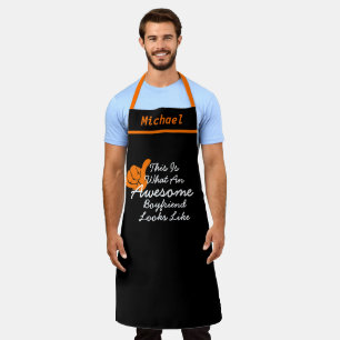 Personalised Awesome Boyfriend Black Chef Apron