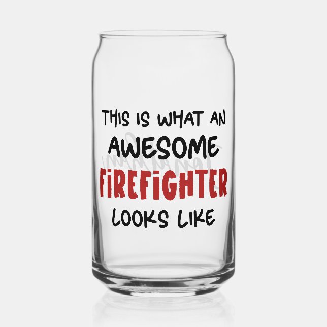Personalised Awesome Firefighter Funny Firefighter Can Glass (Front)
