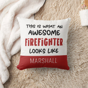 Personalised Awesome Firefighter Funny Firefighter Cushion