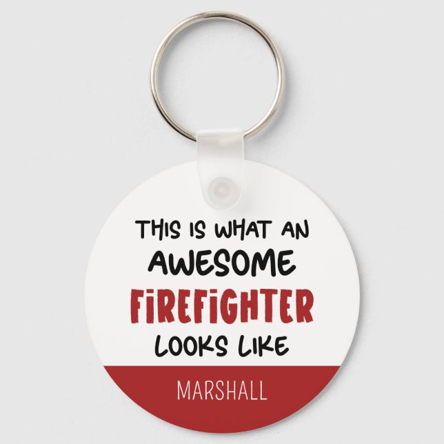 Personalised Awesome Firefighter Funny Firefighter Key Ring (Back)