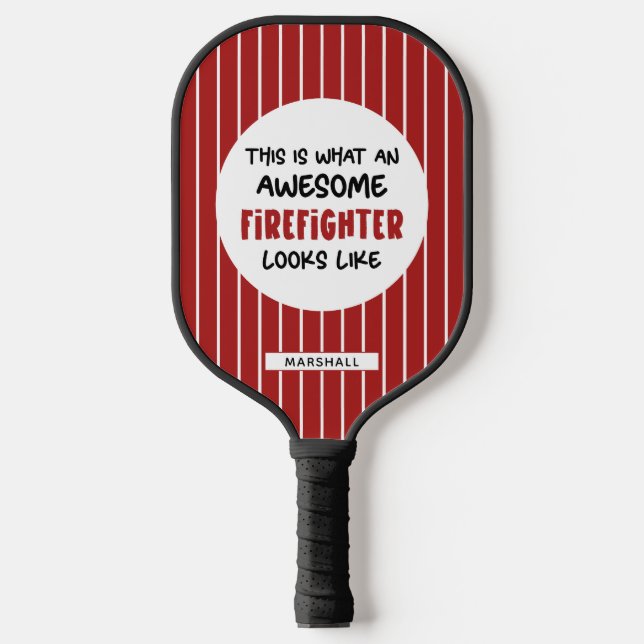 Personalised Awesome Firefighter Funny Firefighter Pickleball Paddle (Front)