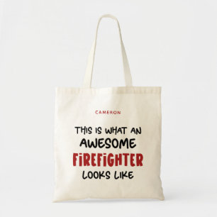 Personalised Awesome Firefighter Funny Firefighter Tote Bag