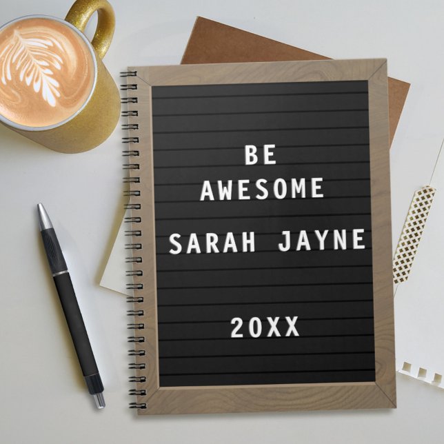 Personalised Awesome Letterboard Style Notebook (Be awesome with this letter-board style student notebook. Just add your name and the year)