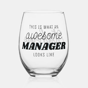 Personalised Awesome Manager Funny Stemless Wine Glass