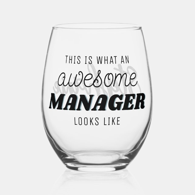 Personalised Awesome Manager Funny Stemless Wine Glass (Front)