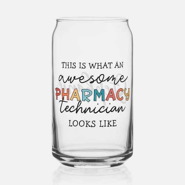 Personalised Awesome Pharmacy Technician Can Glass (Front)