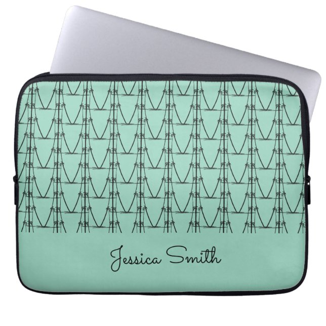 Personalised, Awesome Silhouette Coconut Trees Laptop Sleeve (Front)
