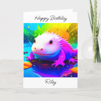 Personalised Axolotl Kid's Birthday Card