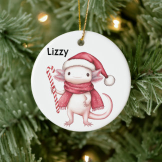 Personalised Axolotl Salamander Christmas Ceramic Ornament