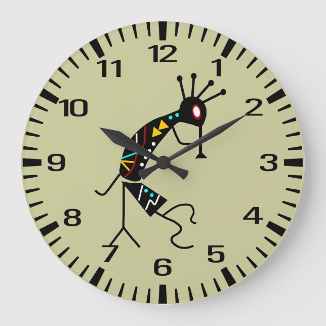 Personalised Aztec Southwest Kokopelli Design Large Clock (Front)