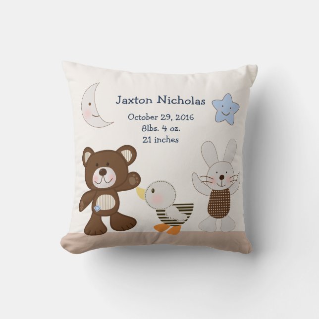 Personalised B is for Bear/Teddy Bear Keepsake Cushion (Front)