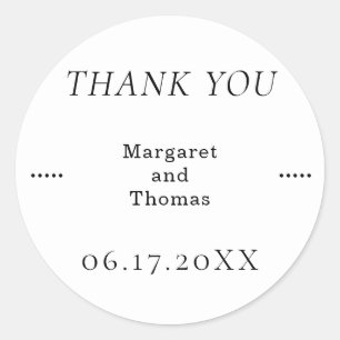 Personalised B&W Design Dated Thank You Stickers