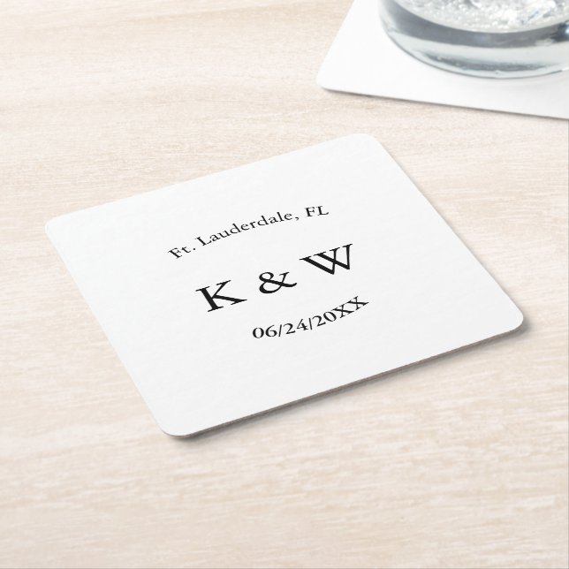 Personalised B & W Square Paper Coaster (Angled)