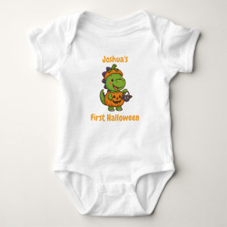 Personalised Bab's first Halloween - Cute Dino Baby Bodysuit