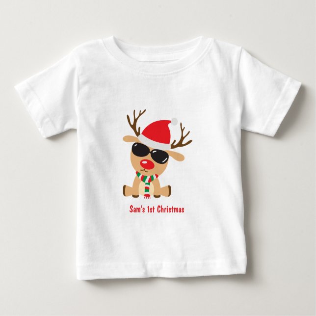 Personalised Baby 1st Christmas Baby T-Shirt (Front)