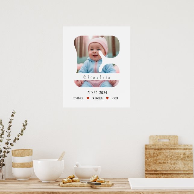 Personalised Baby Alphabet Letter - E - Poster (Kitchen)