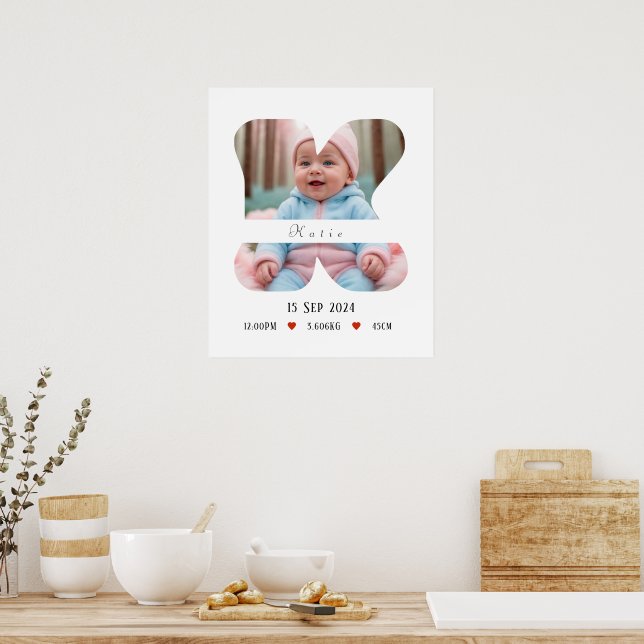 Personalised Baby Alphabet Letter - K - Poster (Kitchen)