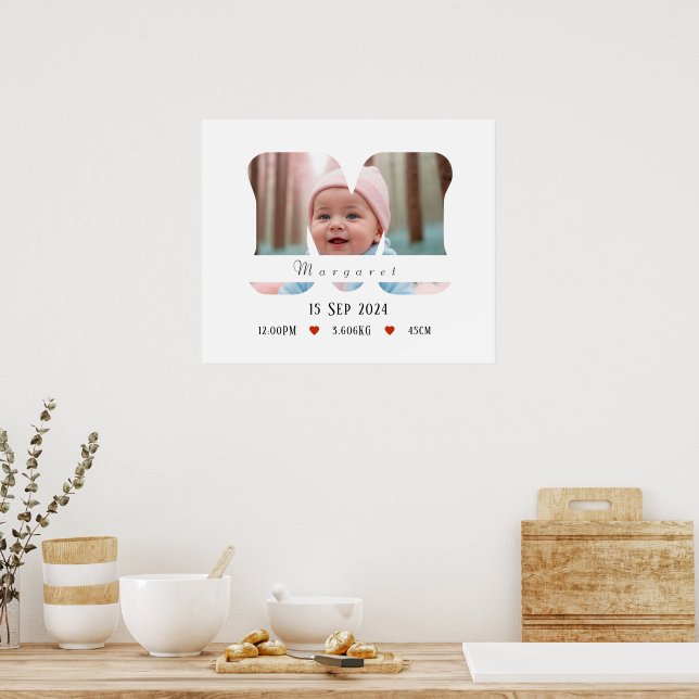 Personalised Baby Alphabet Letter - M - Poster (Kitchen)