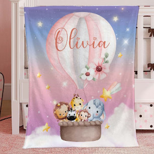 Personalised Baby Animal Blanket, Safari Nursery  Fleece Blanket