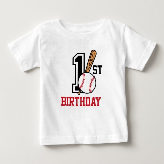 Personalised baby baseball t-shirt 1st birthday (Front)